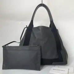 【極美品】バレンシアガ ネイビーカバスS トートバッグ パンチング レザー 黒のサムネイル