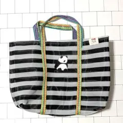 台湾漁師網バッグ　3号　パンダ刺繍入り　漁師バッグ　プールバッグ　温泉バッグのサムネイル