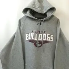 アンダーアーマー ロゴ刺繍 ルーレイ·ブルドッグス パーカー グレー M 古着