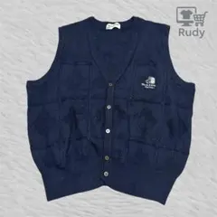 ブラックアンドホワイト ニットベスト ネイビー LL