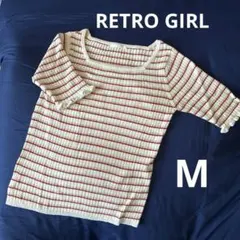 美品　RETRO GIRL ストライプ　サマーセーター　スクエアーネックのサムネイル