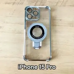 iPhone15pro シルバー メッキ クリア ケース レンズ フルカバー