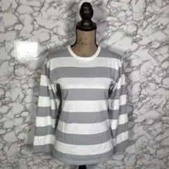 Agnes b.　アニエスベー　（1）　太ボーダー長袖Tシャツ　グレー白