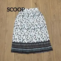 Scoop スクープ プリーツロングスカート 総柄 ブルー系 日本製 M相当のサムネイル