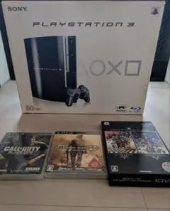 【動作確認済】PlayStation 3 本体 80GB(箱有) ソフト3本付き
