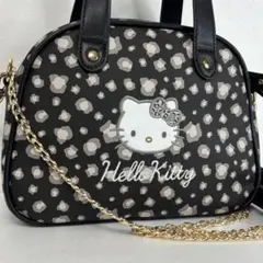 ハローキティ ヒョウ柄 ミニ ハンドバッグ ショルダーバッグ ブラック チェーン