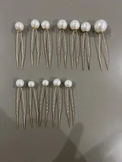 パール12本ヘアピン Uピン 和装 卒業式 入学式 ゴールド