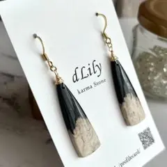 パームルートアゲート　ハンドメイド　ピアス　サージカルステンレス　シンプル