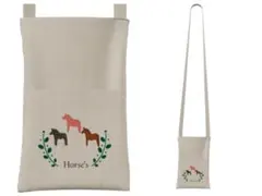 【お馬柄】ポケット付きサコッシュ