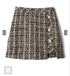 【匿名配送】インパン裏地付きアシンメトリーツイードチェック ミニスカートai48