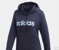 adidas レディース フード付きトレーナー ネイビー パーカー　L