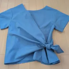 アシンメトリックデザイン 水色 シャツ Sのサムネイル