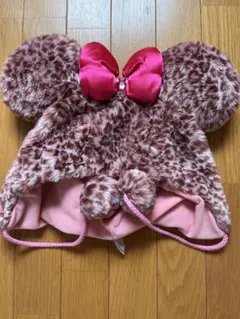 廃盤 TDR ミニー ミニーマウス ファンキャップ ヒョウ柄 ピンク ファー