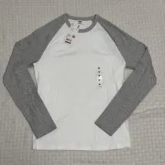 UNIQLO ソフトリブT ライトグレー 長袖 Tシャツ Mサイズ タグ付き