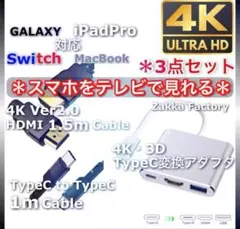 3点 Type-C アダプタ HDMI ケーブル 1.5m スマホ テレビ 接続
