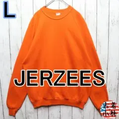 メンズL【B品】80s-90sUSAジャージーズスウェット無地オレンジ00561