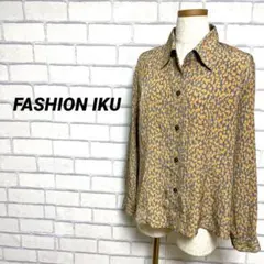 激レア一点物　昭和レトロシャツ　個性的な柄シャツ　ストライプ　オレンジ　グレー