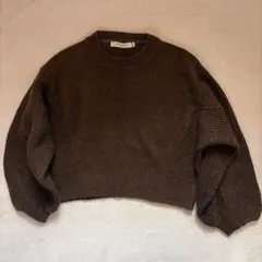 moussy ショート丈 クロップド ニット ブラウン
