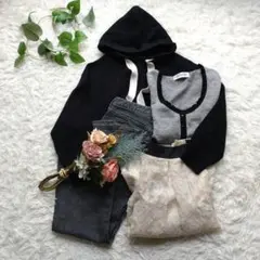 ★コーデセット売り★　【S】4点　パーカー　カーディガン　デニム　フレアスカート