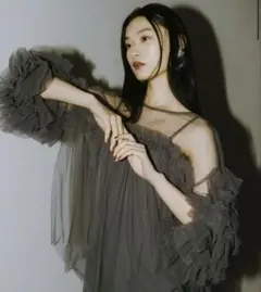 ANDRESD decorative tulle tops チャコール