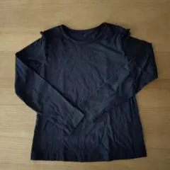 GU　フリル付き　長袖カットソー　150　ロンT　黒