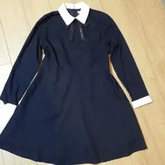 ピンクラテ襟付きリボン長袖ワンピース165