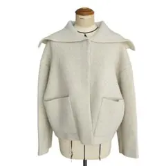 美品✨アダムエロペ　ダブルフェイスファーニットカーディガン　オフホワイト