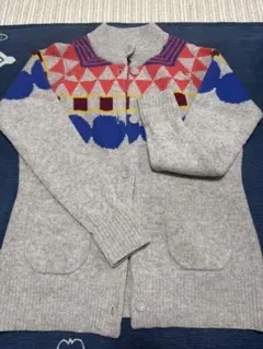 【極美品】marimekko ウニッコ ピンク グレー カーディガン ニット ピンク×グレーアーガイルモヘアカーディガン【11号】 - ピンクハウス