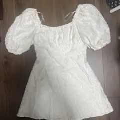 ZARA パフスリーブ ミニワンピース ホワイト