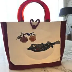 名古屋帯リメイク 持ち手アクリル バッグNO.51