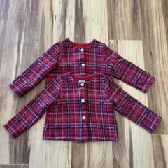 プチバトー　タータンチェック　カーディガン　2枚セット　双子　80cm