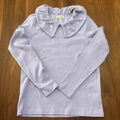 SHOO・LA・RUE　長袖カットソー　140 パープル　ハート柄襟