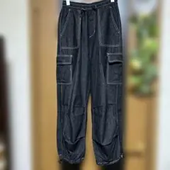 ブラックデニムMサイズカーゴパンツ