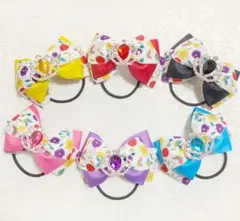 ハンドメイド リボン ヘアゴム　花柄　L& ペンライト