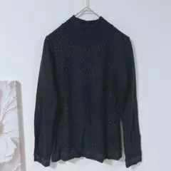 MICHELLINE　ダイヤモンドパターン ハイネックニット　ラメ入り　日本製