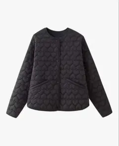 ZARA ブラック ハートキルティングジャケット　S