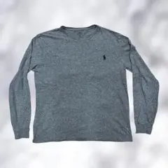 POLOラルフローレン長袖Tシャツ灰Mワンポイントロゴ定番
