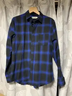 チチカカ　チェックシャツ   ブルー　ネルシャツ  ネイティブ柄