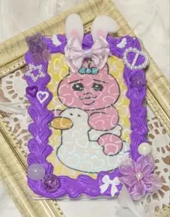 【硬質19】トレカケース 個性派 紫 うさ耳 リボン ハート