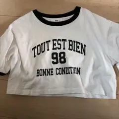 WEGO ロゴプリント クロップド丈 Tシャツ ホワイト