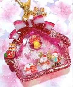 クリスマスハウス＊赤　シャカシャカキーホルダー