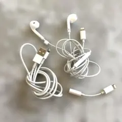 【中古品】Apple純正ライトニング イヤホン・ケーブル・アダプタ　3点セット