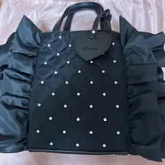 【未使用】DIANA キルティング フリル 2WAYバッグ 黒 チャーム付き