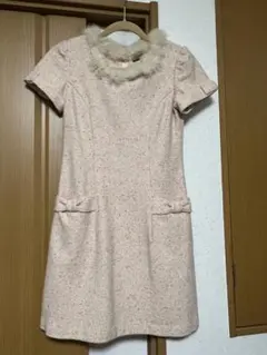 ピンク フリル襟 ひざ丈ワンピース サイズ2 レストローズ