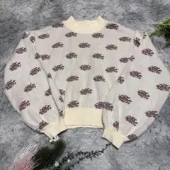MAJESTIC LEGON 花柄　ハイネックニットセーター　M フラワーのサムネイル