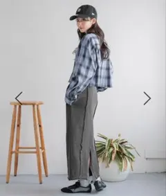 【新品】LOWRYS FARM リメイクスウェットタイトスカート チャコール