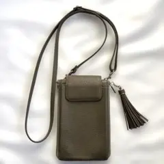 芦屋マーティー MARTY グレー タッセル付き スマホショルダーバッグ
