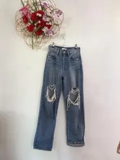 MOUSSY ダメージストレートデニム