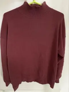 グローバルワーク　バーガンディ タートルネック ハイネック　ニット