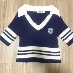 MOMO GOLF レディース ニットトップス 半袖 ネイビー | Mercari